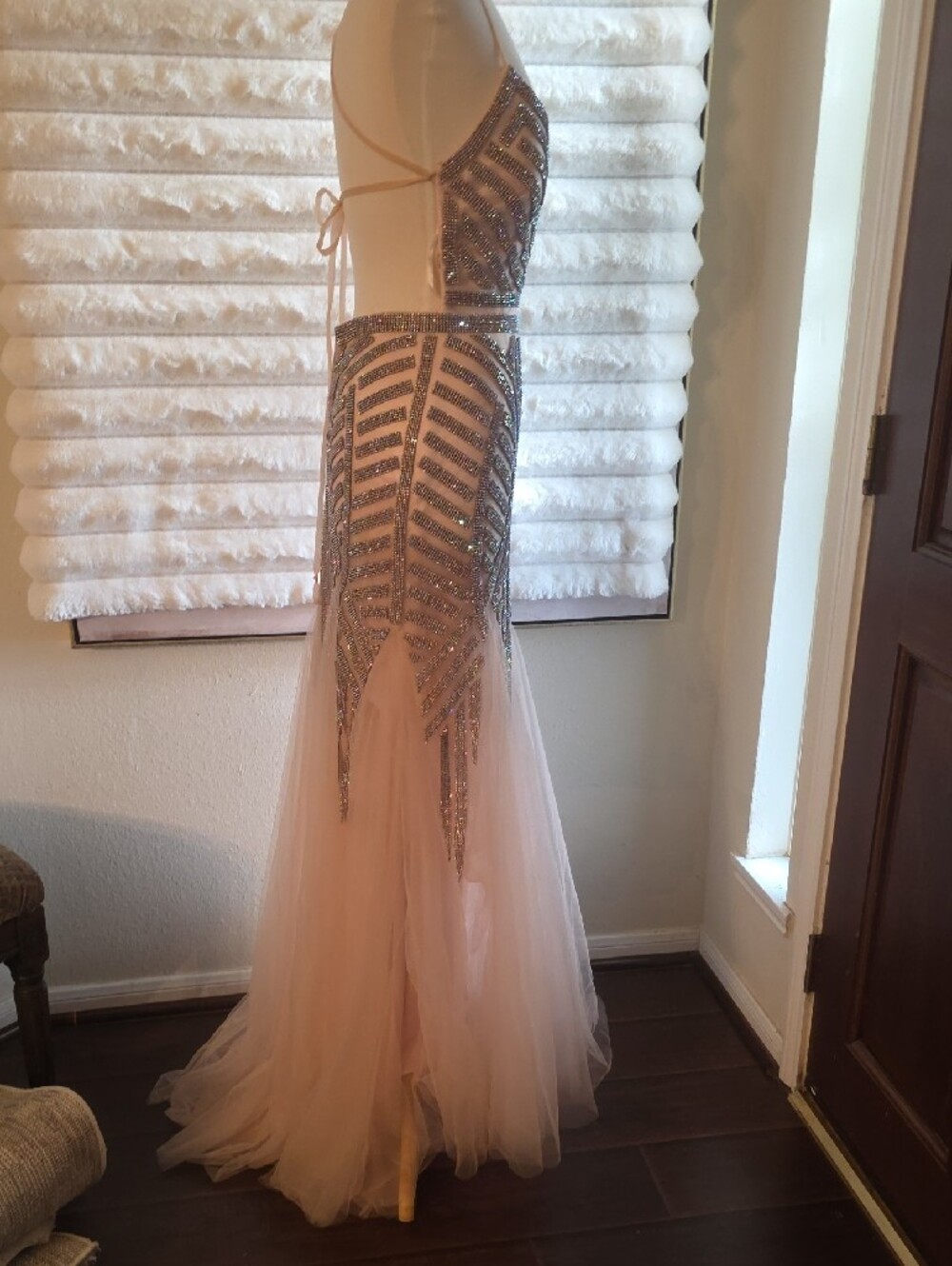 Alyce Paris Blush Pink Beaded Mermaid Prom Dress - Picture 3 of 9